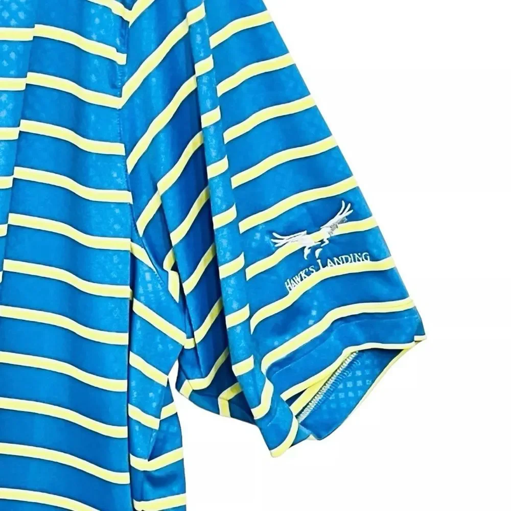 Under Armour Heat Gear Loose Polo  Florida Golf Course Blue Yellow Stripes Sz XL - Picture 5 of 12